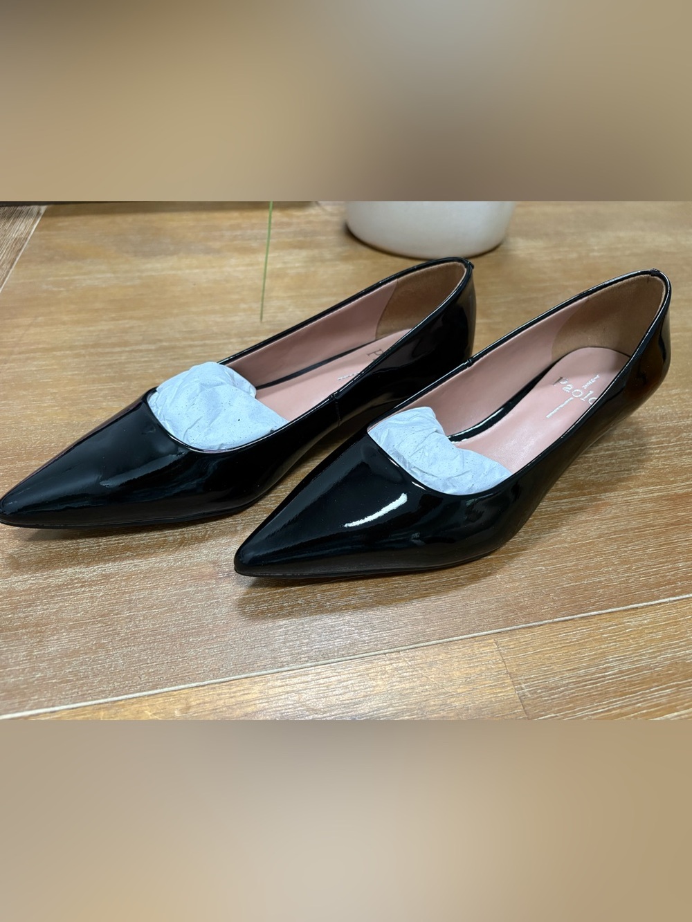 Paolo Black Patent Pointed Toe Pumps With Low Heel - Picture 5 of 10